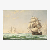 Fitz Henry Lane - The United States Frigate ’President’ Engaging the British Squadron 1815 - Poster