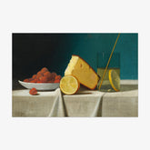 John Frederick Peto - Still Life with Cake Lemon Strawberries and Glass - Poster