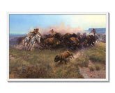 Charles Marion Russell - The Buffalo Hunt - Extra Large / Full Bleed / White Frame