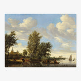 Salomon van Ruysdael - River Landscape with Ferry - Poster