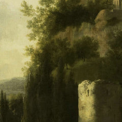 Italina landscape with round tower by Frederik de Moucheron - 0_66fe62f38213847b6f357bbb