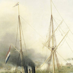 The Bombardment of the Sultan of Djambi's Kraton by the Government Naval Ships 'Celebes', 'Admiraal van Kinsbergen' and 'Onrust' on 8 September 1858 by Unknown - 0_66fe845d8213847b6f357c2b