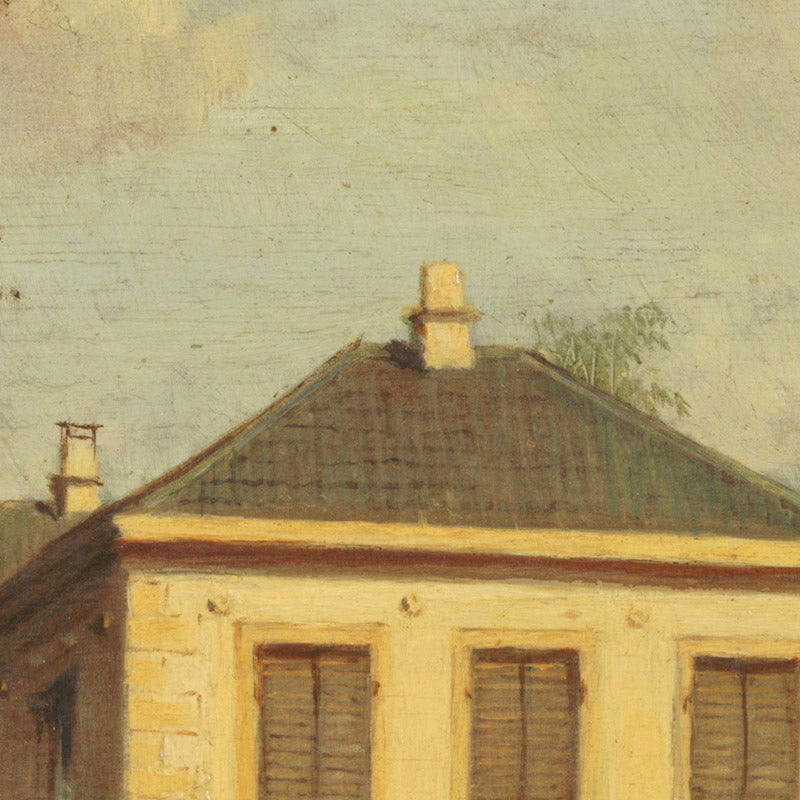 The title translated into English is "The outside Carefree at Kleine Houtweg in Haarlem" by Everhardus Koster - 0_66fe86428213847b6f357c3c