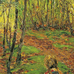Forest interior with mushroom-seeking girl by Theodor von Hörmann - 0_673c95f75e0c5e198f5ec57c