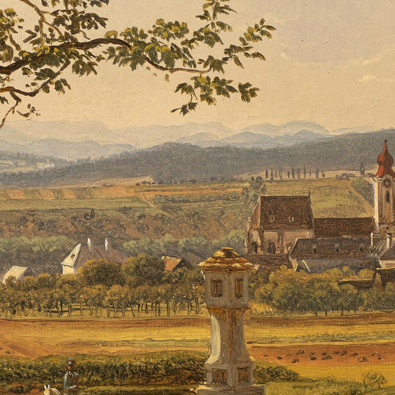 View of the Emmersdorf estate and Rothenhof Castle with Melk Abbey in the background by Joseph Rebell - 0_6743876afaa684e1cf4ba716