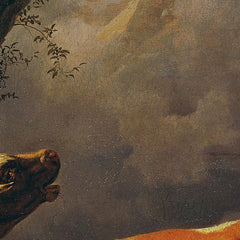 Bull chasing a cow, landscape in the background at Carrara by Johann Nepomuk Rauch - 0_67448404faa684e1cf4ba760