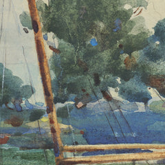 Seascape with boat by Alfred Walsh - 0_6846b3b81483fa5b355590ec