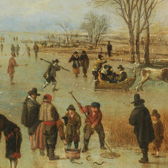 Winter Landscape near a Town with Kolf Players and Horse-Drawn Sleighs by Aert van der Neer - 3_66fdaaf58213847b6f357a7f