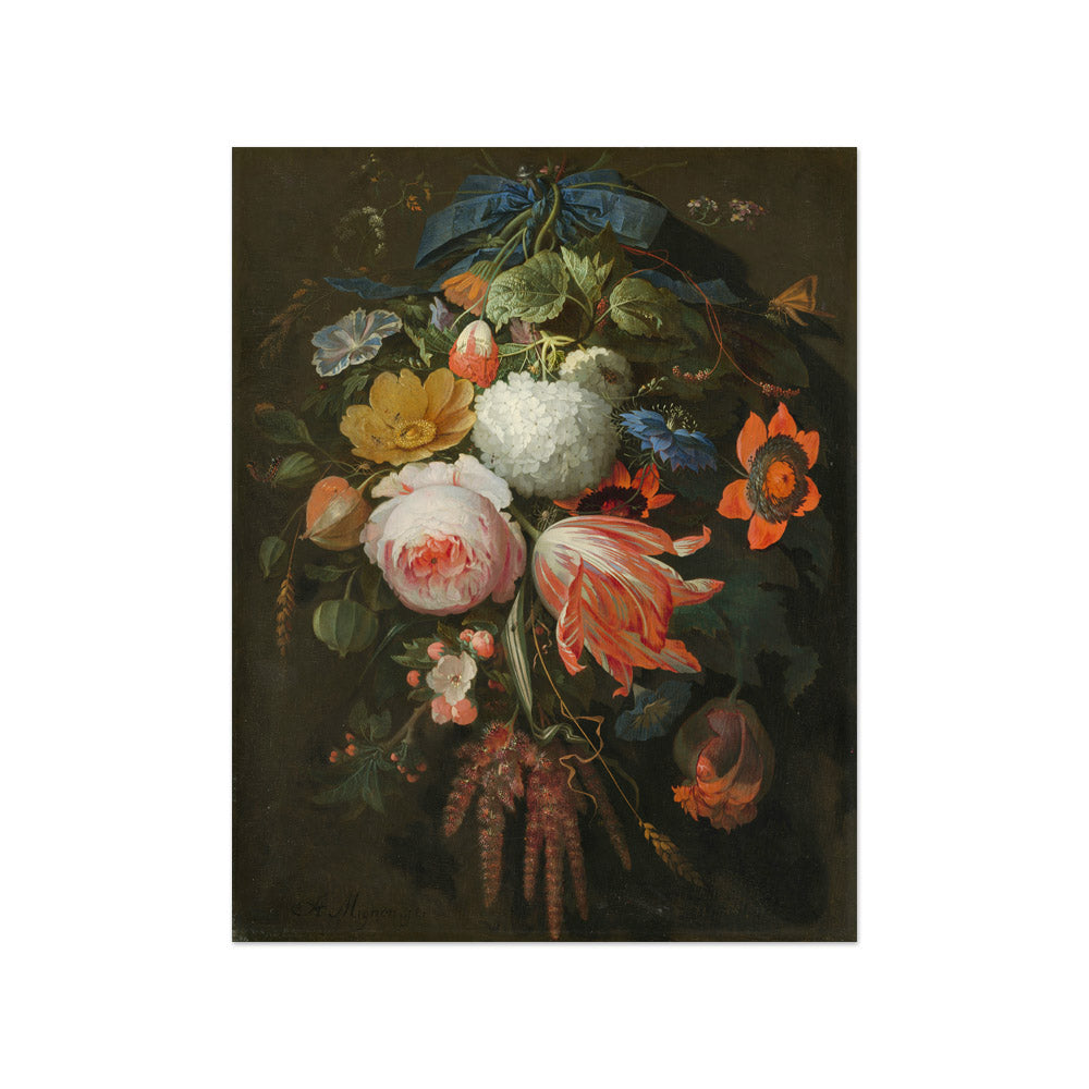 Abraham Mignon - A Hanging Bouquet of Flowers - Small / Full Bleed / No Frame - Poster