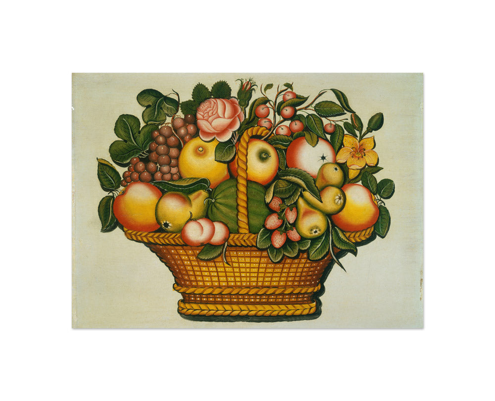 American 19th Century - Basket of Fruit with Flowers - Compact / Full Bleed / No Frame - Poster