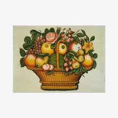 American 19th Century - Basket of Fruit with Flowers - Poster