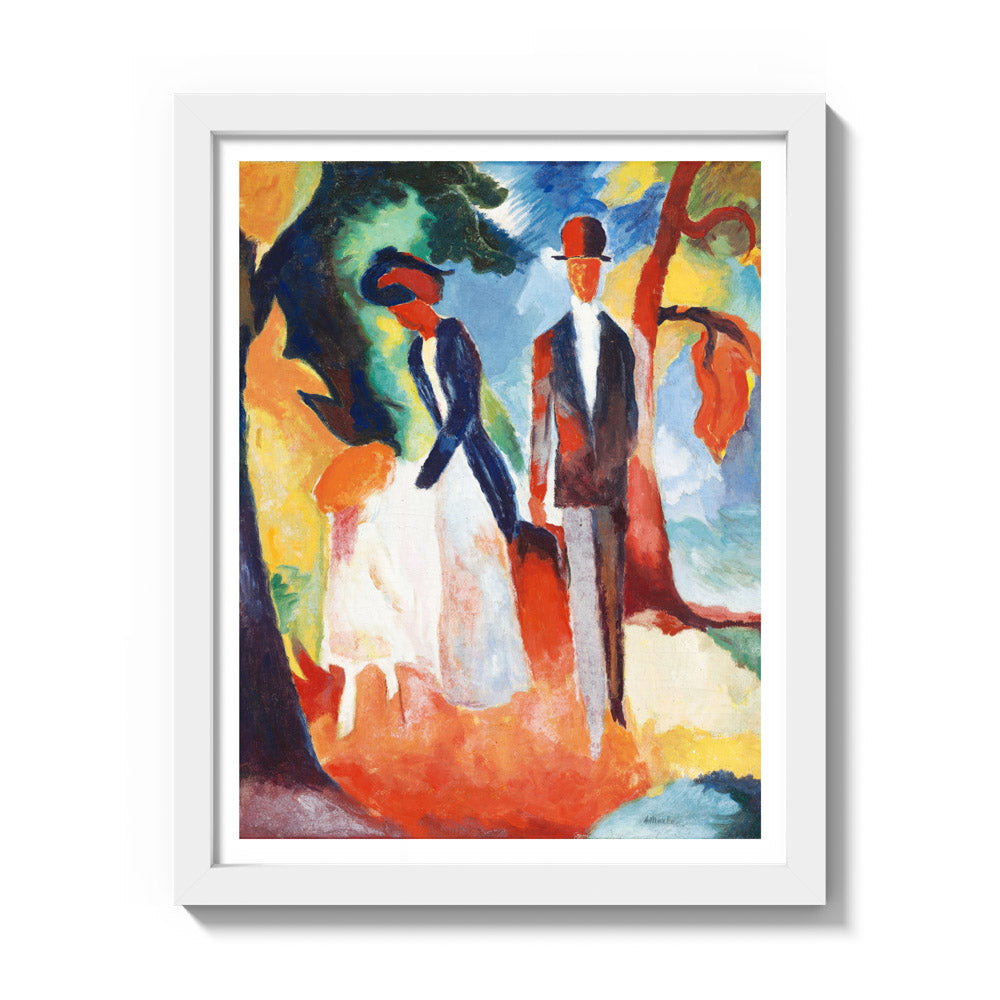 August Macke - People by the Blue Lake - Small / With Margin / White Frame - Poster