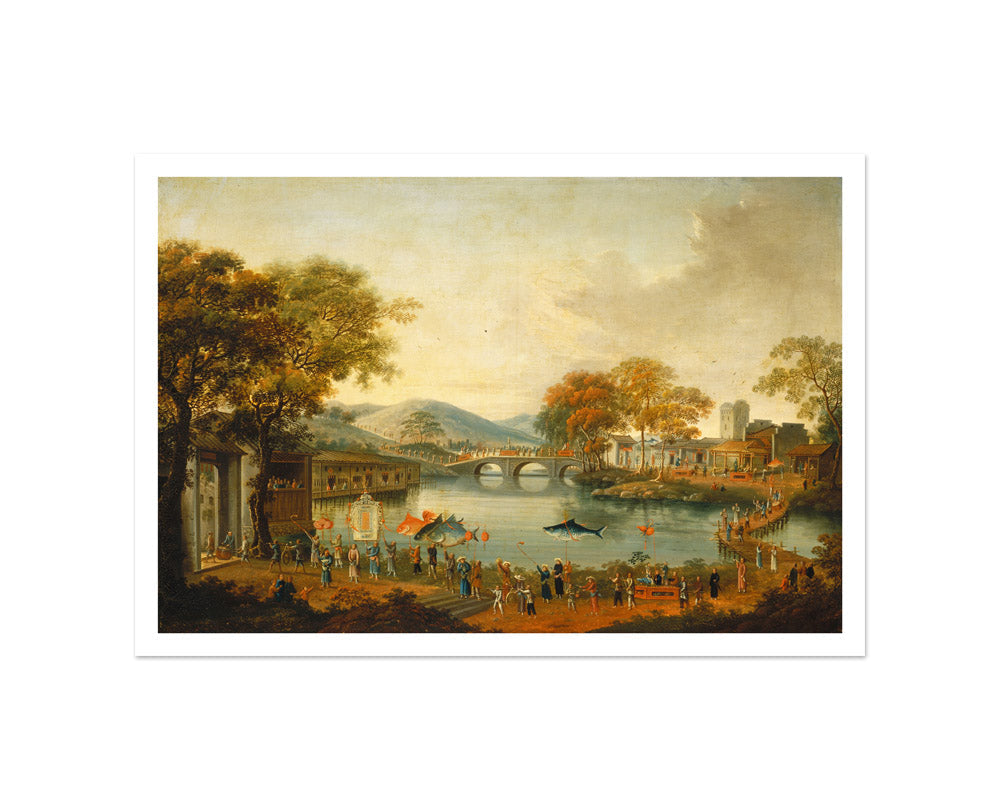 Chinese Qing Dynasty - Procession by a Lake - Small / With Margin / No Frame - Poster