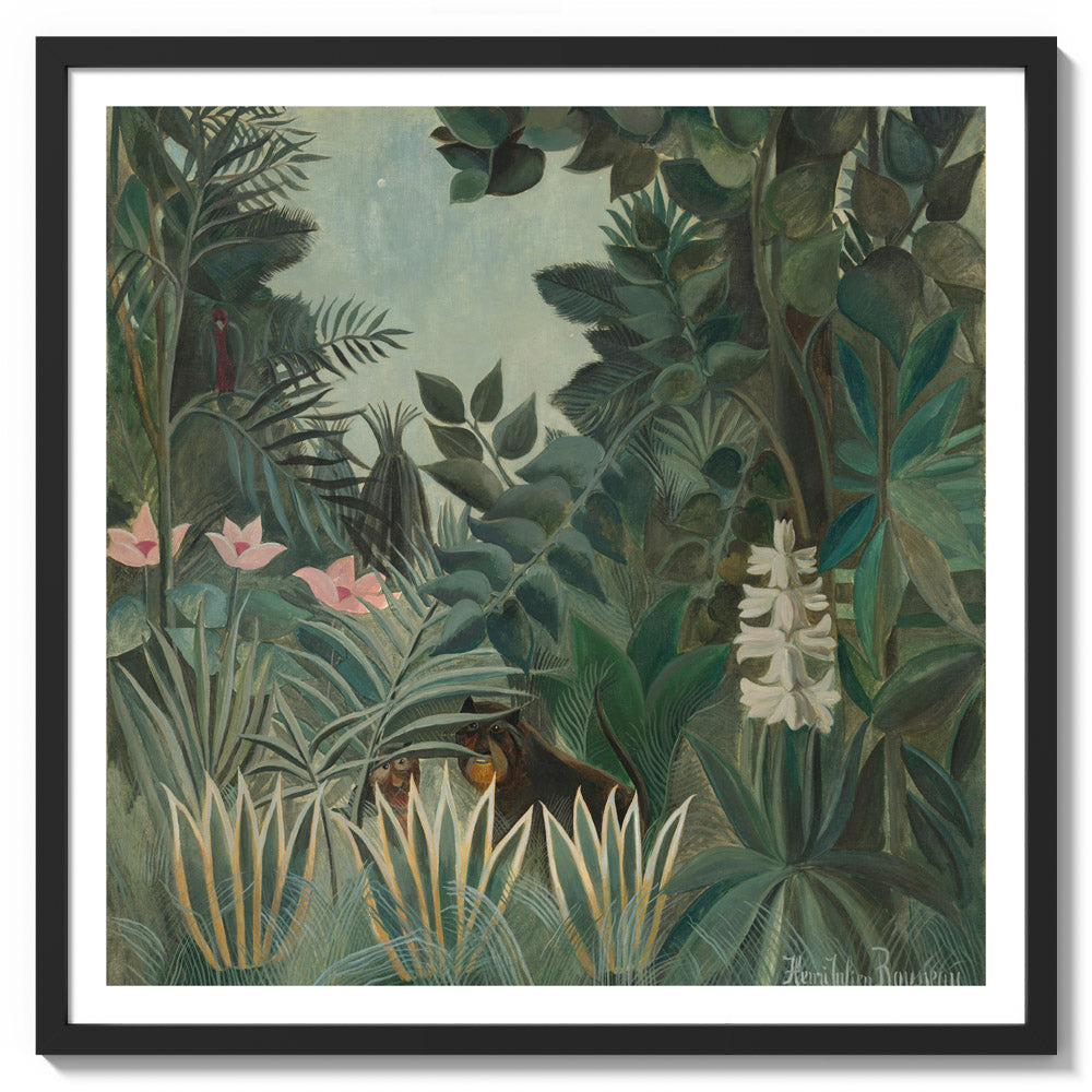 Henri Rousseau - The Equatorial Jungle - Majestic / With Margin / Black Frame - Poster