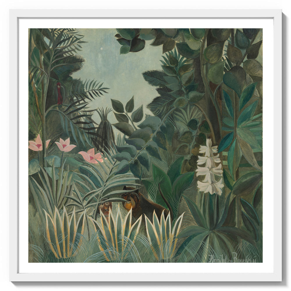 Henri Rousseau - The Equatorial Jungle - Majestic / With Margin / White Frame - Poster