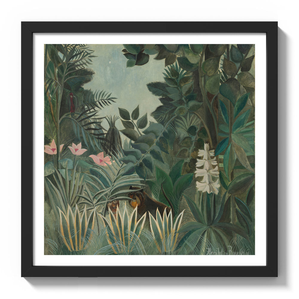 Henri Rousseau - The Equatorial Jungle - Medium / With Margin / Black Frame - Poster