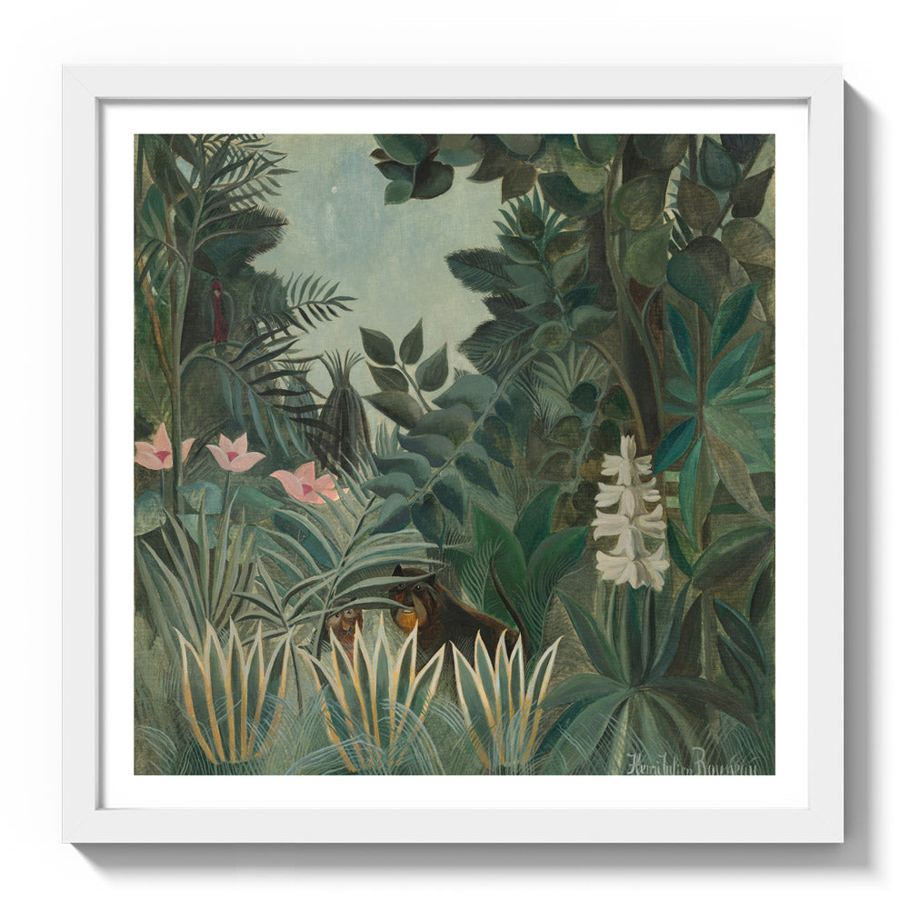 Henri Rousseau - The Equatorial Jungle - Medium / With Margin / White Frame - Poster