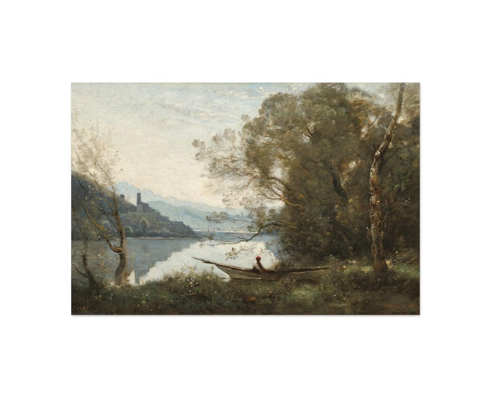 Jean-Baptiste-Camille Corot - The Moored Boatman: Souvenir of an Italian Lake - Compact / Full Bleed / No Frame - Poster