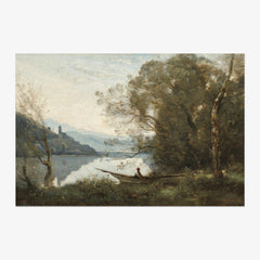 Jean-Baptiste-Camille Corot - The Moored Boatman: Souvenir of an Italian Lake - Poster