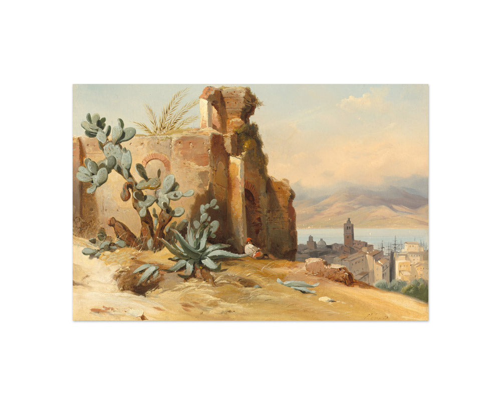 Jean-Charles-Joseph Rémond - Ancient Ruins near Messina Sicily - Compact / Full Bleed / No Frame - Poster