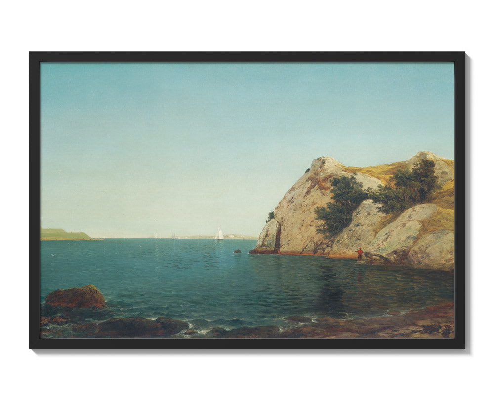 John Frederick Kensett - Beacon Rock Newport Harbor - Extra Large / Full Bleed / Black Frame - Poster