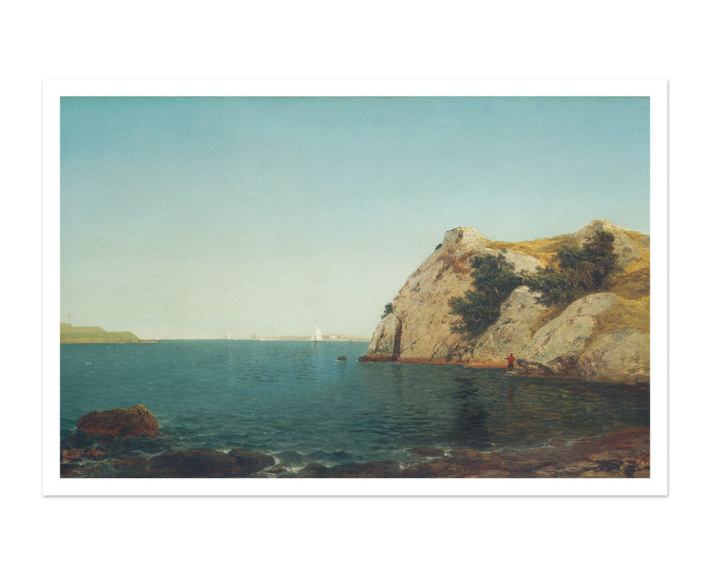 John Frederick Kensett - Beacon Rock Newport Harbor - Majestic / With Margin / No Frame - Poster