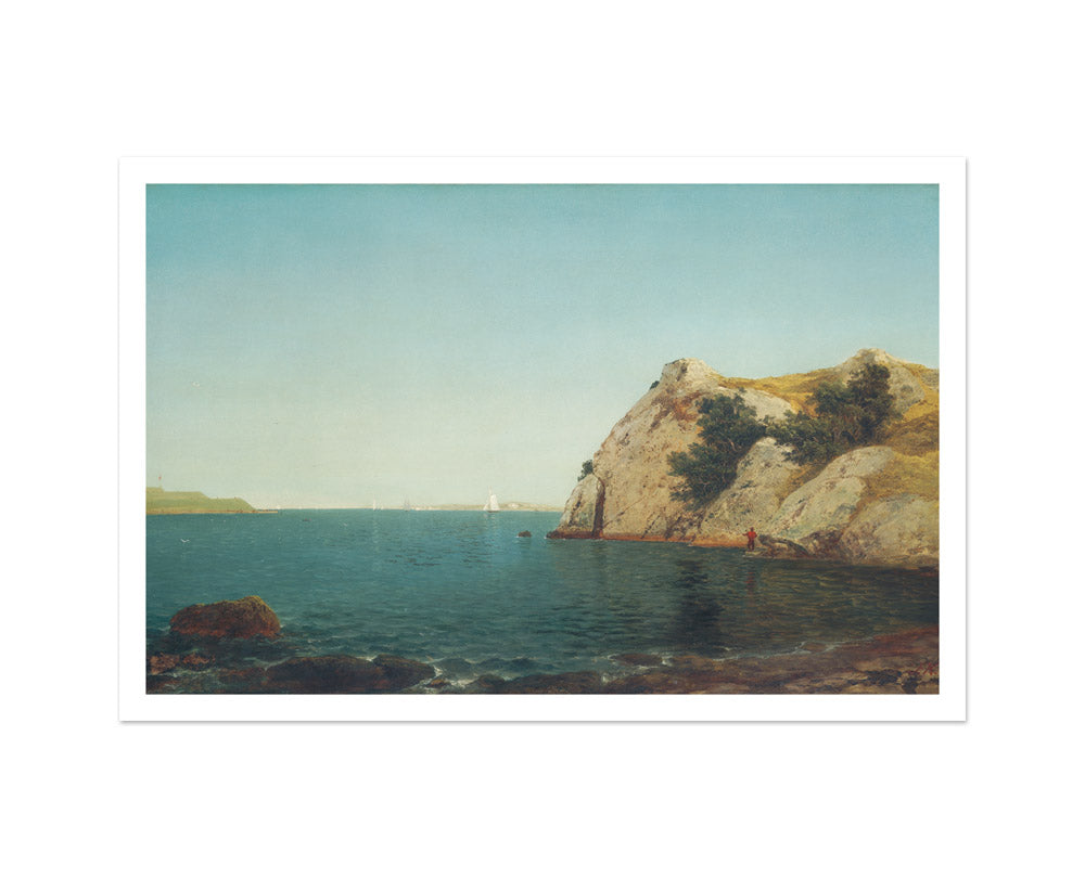 John Frederick Kensett - Beacon Rock Newport Harbor - Medium / With Margin / No Frame - Poster