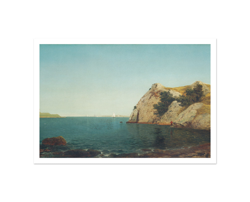 John Frederick Kensett - Beacon Rock Newport Harbor - Small / With Margin / No Frame - Poster