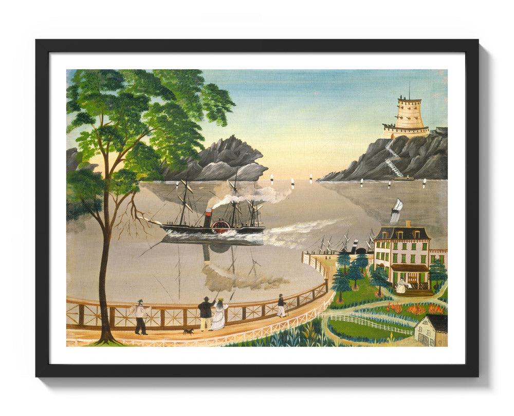 Leila T. Bauman - U.S. Mail Boat - Large / With Margin / Black Frame - Poster