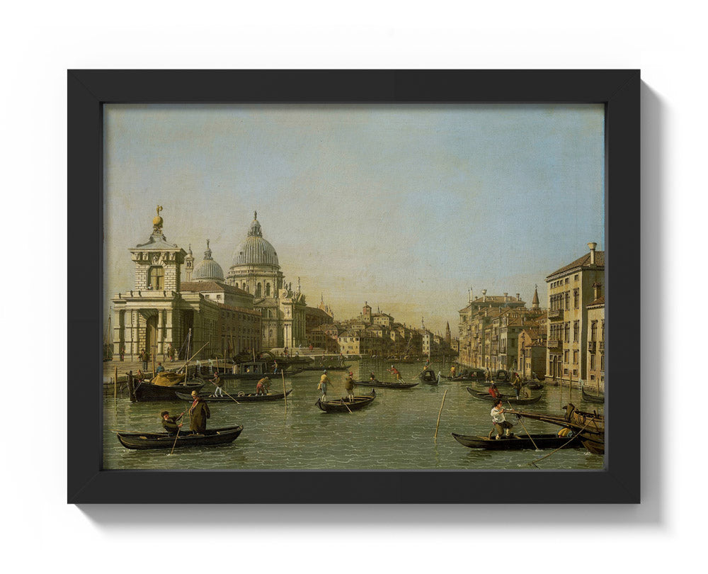 Entrance to the Grand Canal near the Punta della Dogana and Santa Maria della Salute by Canaletto - Compact / Full Bleed / Black Frame