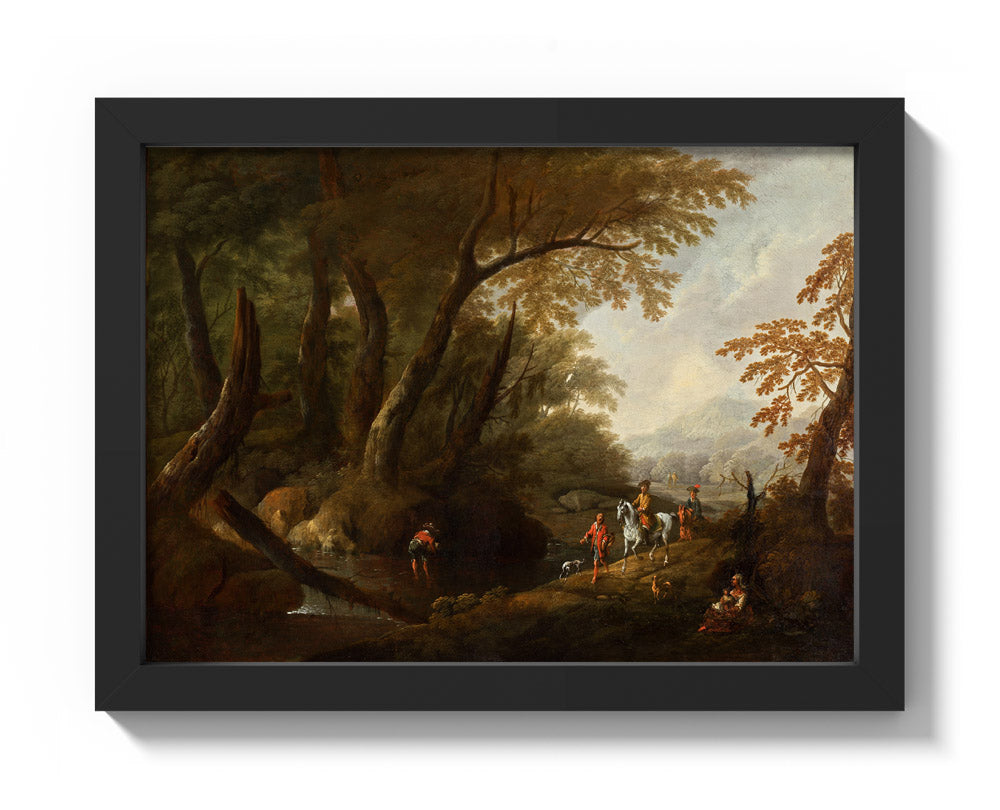 Forest landscape with water on the left by Maximilian Joseph Schinnagl - Compact / Full Bleed / Black Frame