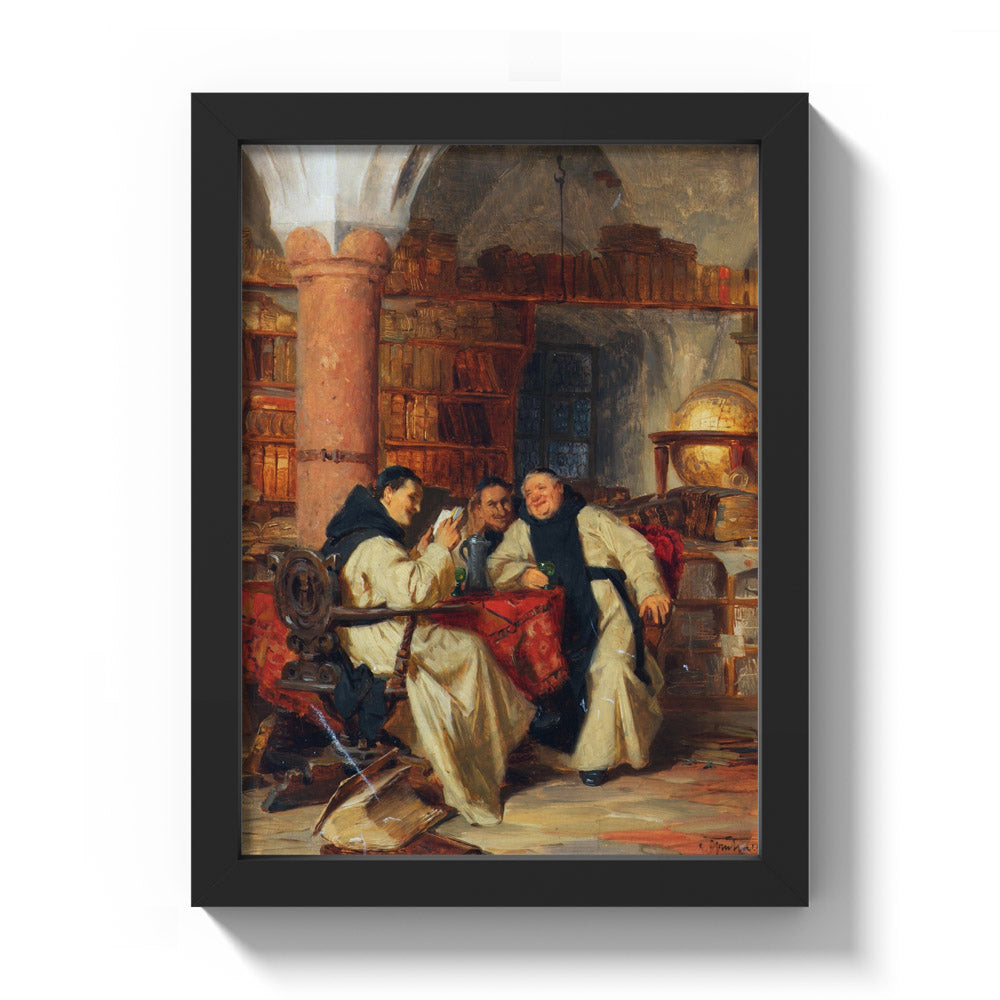 In the monastery library by Eduard Theodor Ritter von Grützner - Compact / Full Bleed / Black Frame