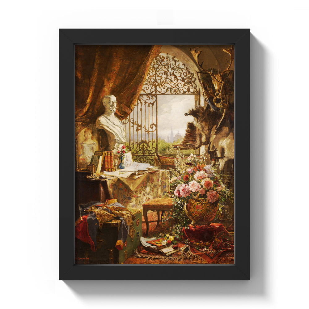 Still Life with Bust of Crown Prince Rudolf by Hugo Charlemont - Compact / Full Bleed / Black Frame