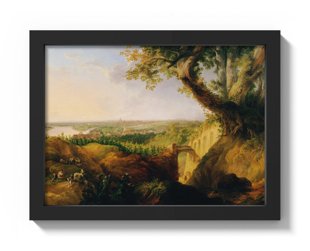View of the main and imperial city of Vienna from the viewpoint near Nussdorf by Josef Fischer - Compact / Full Bleed / Black Frame