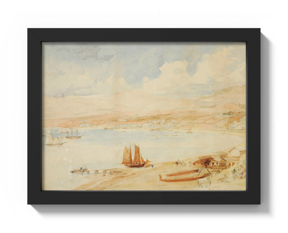 Wellington Harbour, N.Z. by Charles Heaphy - Compact / Full Bleed / Black Frame