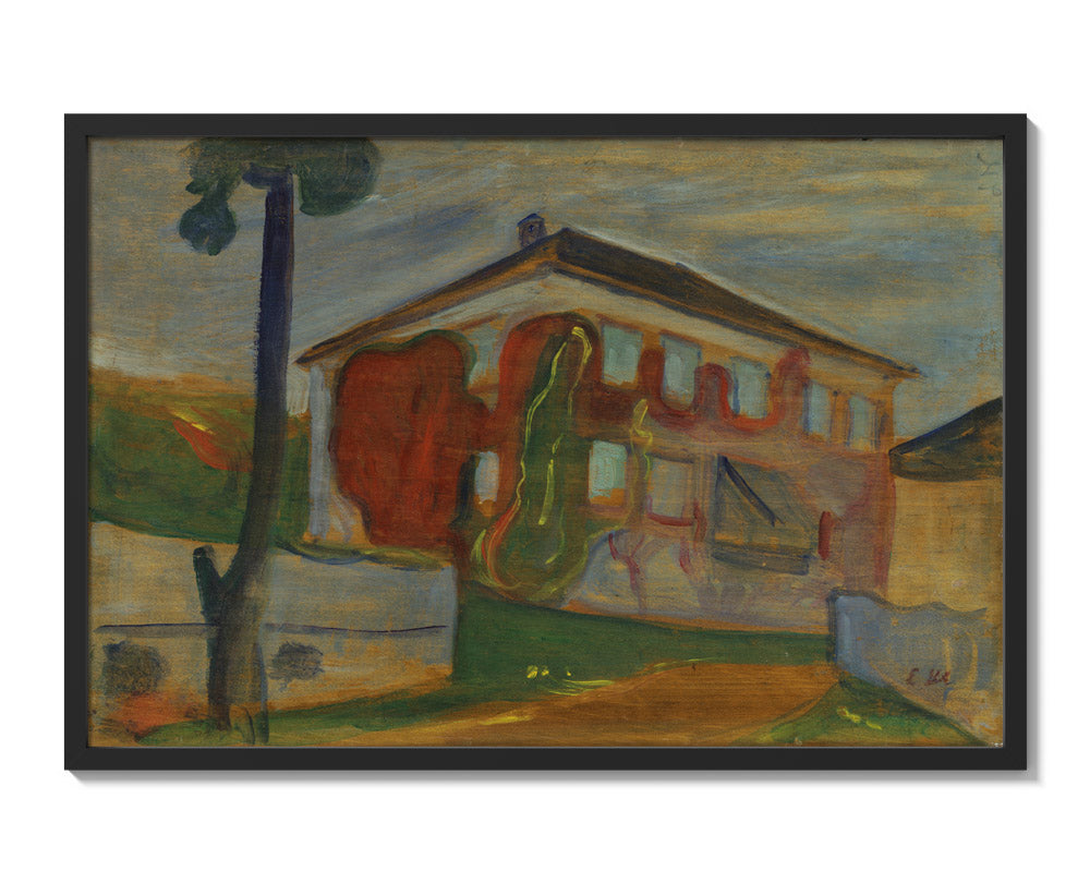 House with Red Virginia Creeper by Edvard Munch - Extra Large / Full Bleed / Black Frame