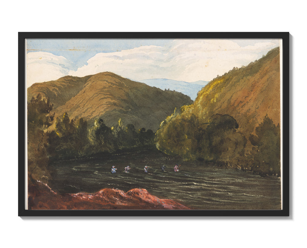 On the Buller River, Near Lake Arthur, Rotoiti by Sir William Fox KCMG - Extra Large / Full Bleed / Black Frame