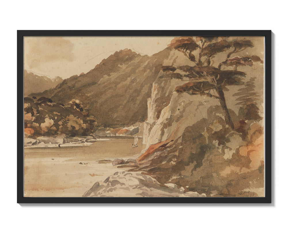 Hawks Crag, Buller River by William Marshall Cooper - Extra Large / Full Bleed / Black Frame