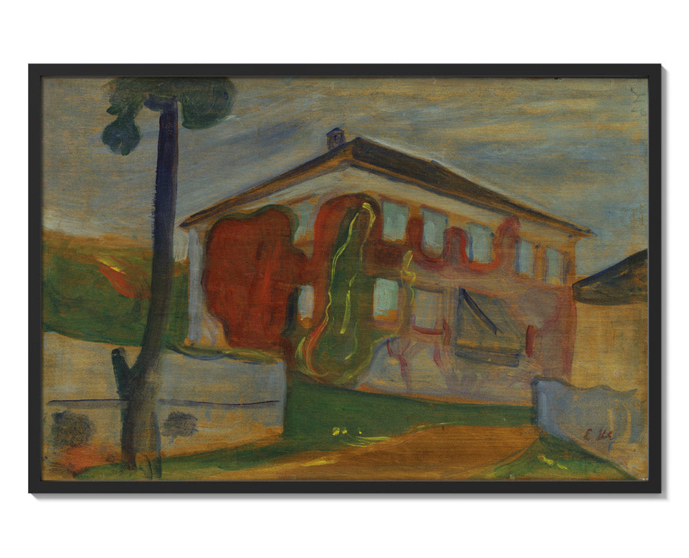 House with Red Virginia Creeper by Edvard Munch - Majestic / Full Bleed / Black Frame