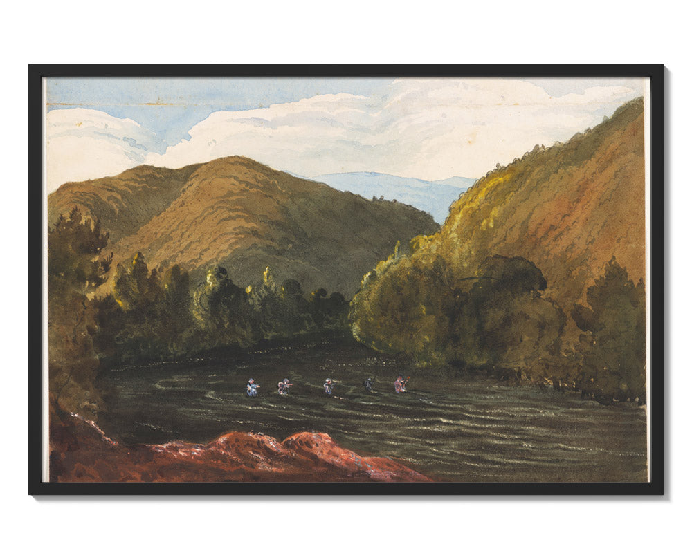 On the Buller River, Near Lake Arthur, Rotoiti by Sir William Fox KCMG - Majestic / Full Bleed / Black Frame