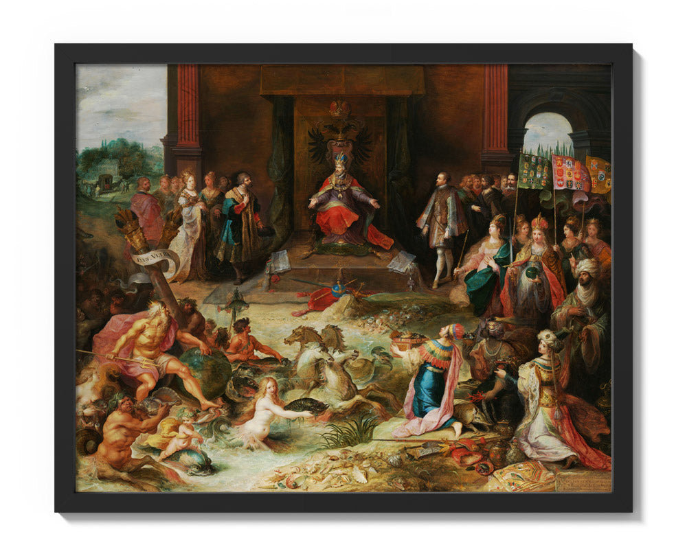 Allegory on the Abdication of Emperor Charles v in Brussels by Frans Francken (II) - Medium / Full Bleed / Black Frame