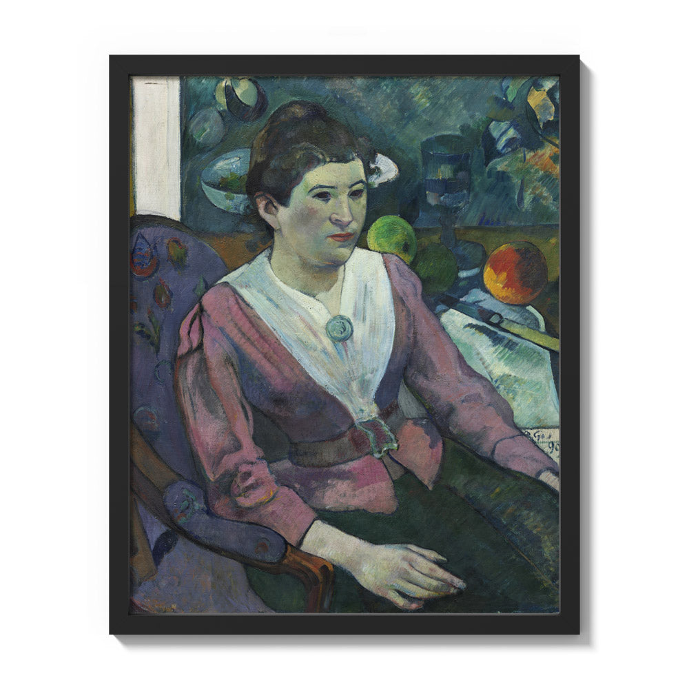 Woman in Front of a Still Life by Cezanne by Paul Gauguin - Medium / Full Bleed / Black Frame
