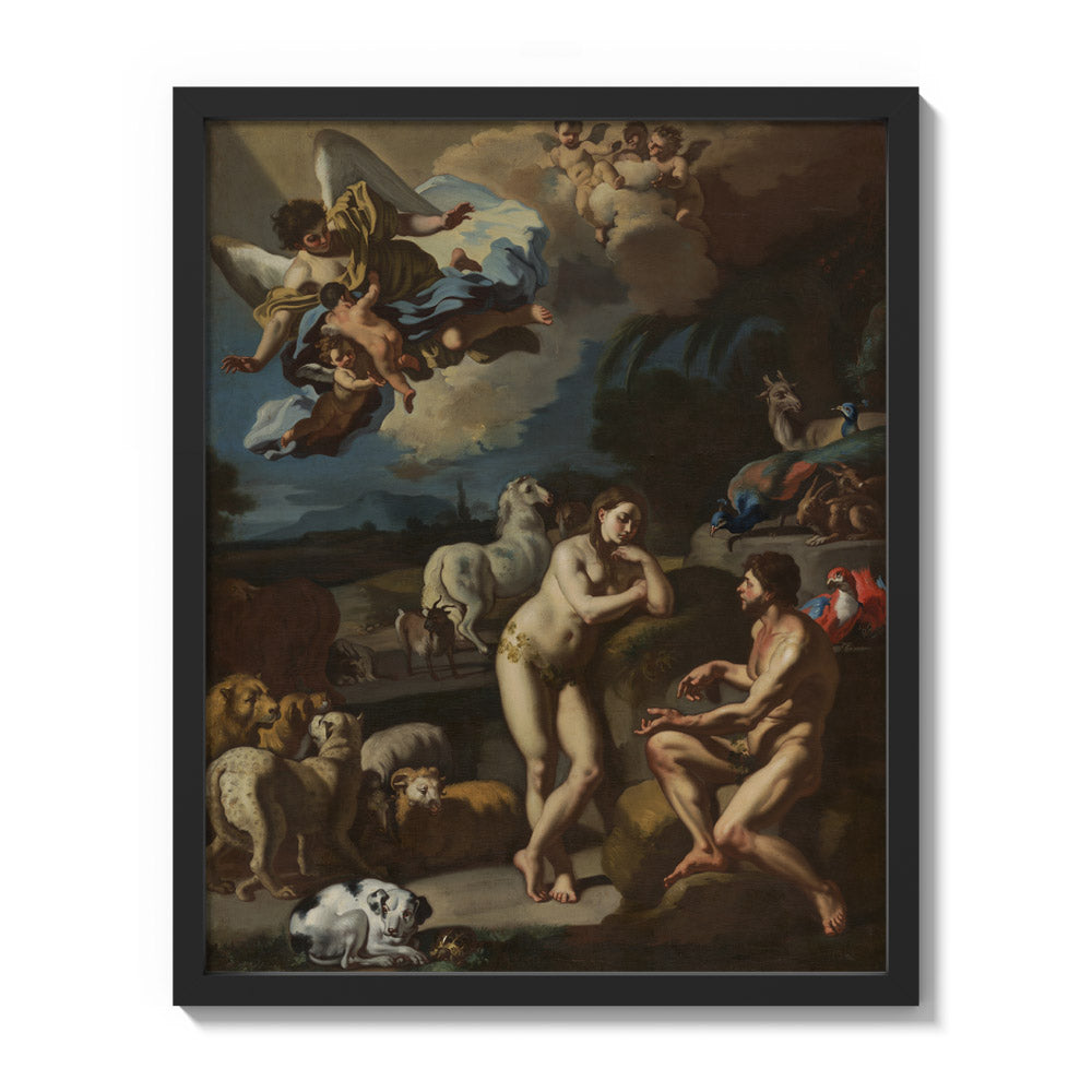 Adam and Eve in Paradise by Francesco Solimena - Medium / Full Bleed / Black Frame
