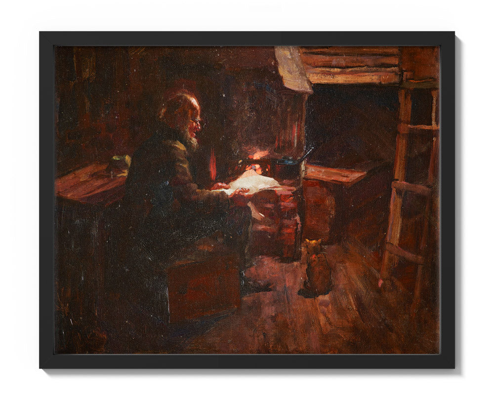 The hermit of Wellington harbour by Petrus van der Velden - Medium / Full Bleed / Black Frame