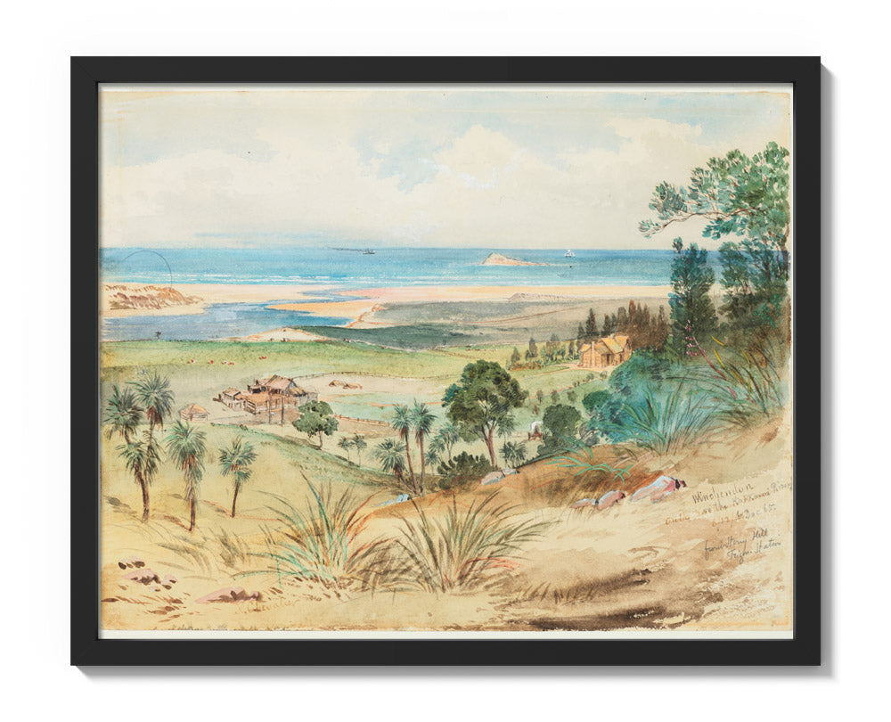 Winchendon on the Kaikorai River by Nicholas Chevalier - Medium / Full Bleed / Black Frame