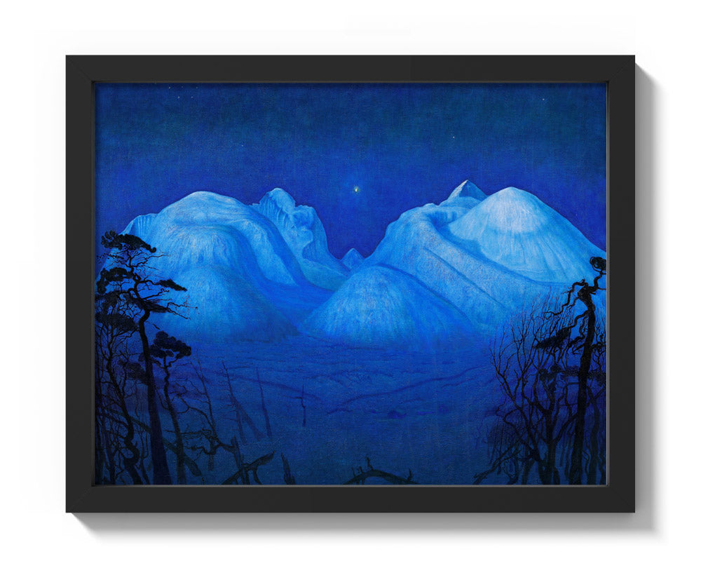 Winter Night in the Mountains by Harald Sohlberg - Small / Full Bleed / Black Frame