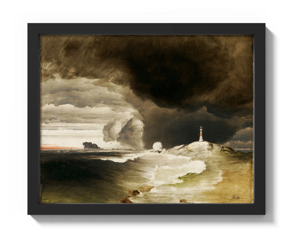 Lighthouse on the Norwegian Coast by Peder Balke - Small / Full Bleed / Black Frame