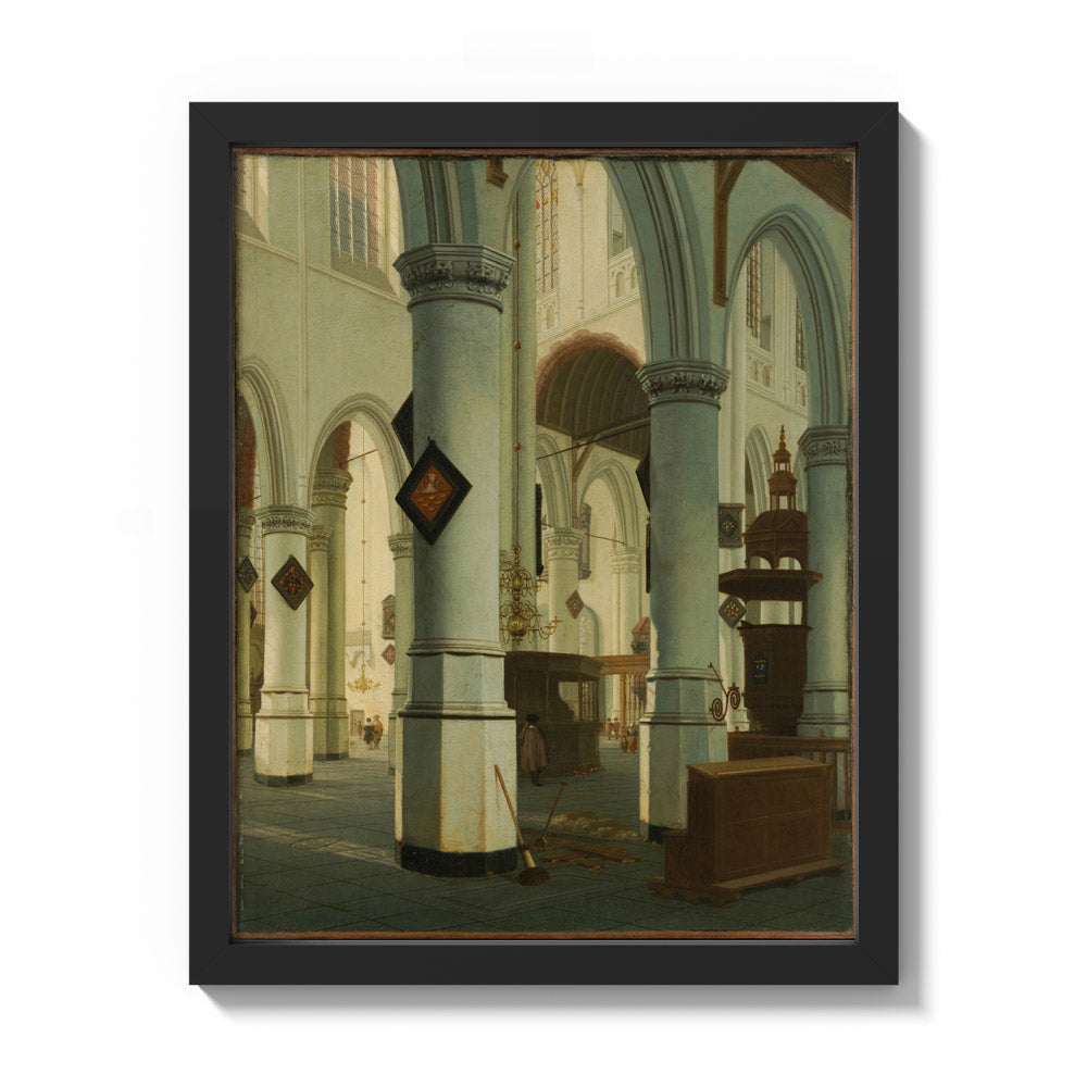 Interior of the Oude Kerk, Delft by Hendrick van Vliet - Small / Full Bleed / Black Frame