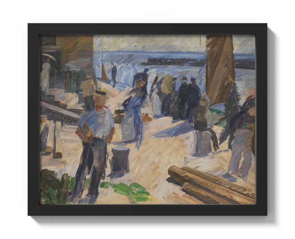 The Mail Boat Arriving, Christiansø by Edvard Weie - Small / Full Bleed / Black Frame