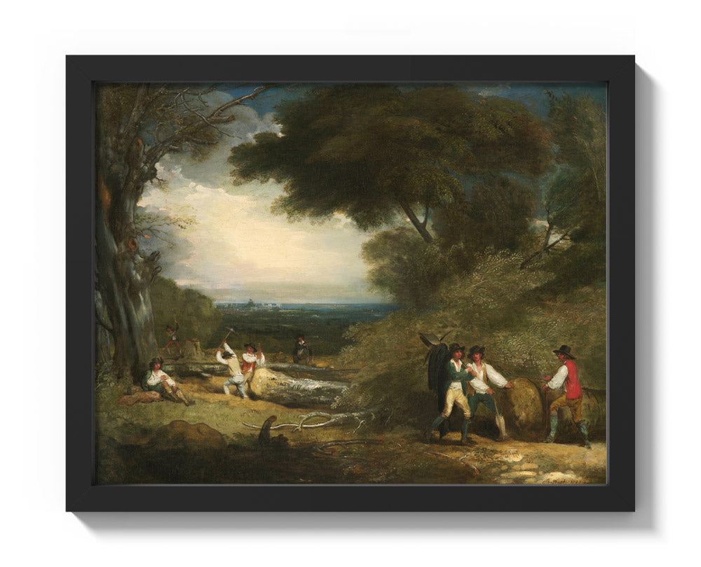 Woodcutters in Windsor Great Park by Benjamin West - Small / Full Bleed / Black Frame